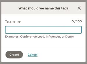 name and create tag in mailchimp